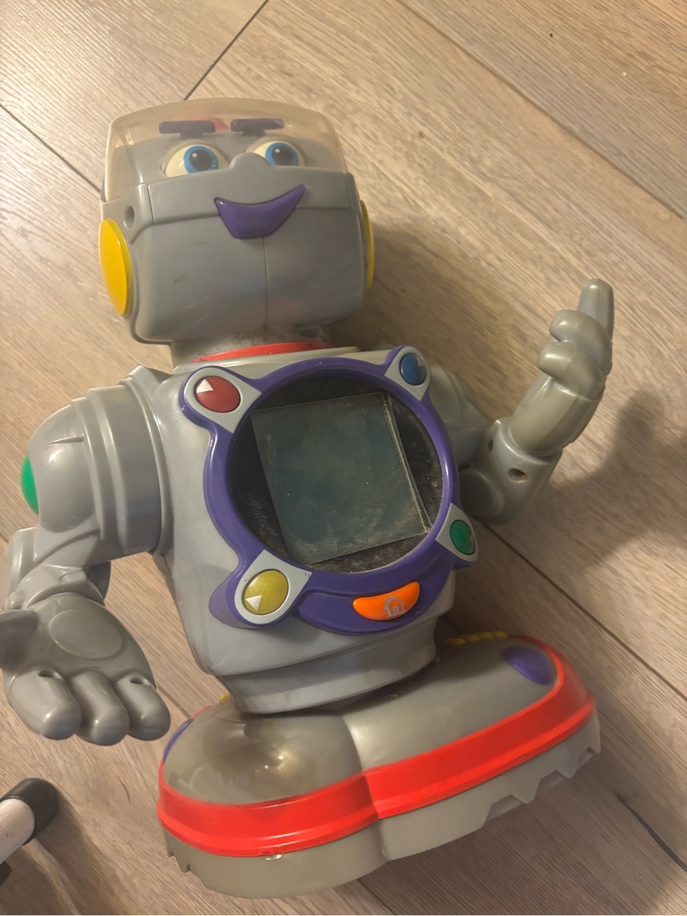 Gray Interactive Learning Robot Toy with Colorful Buttons